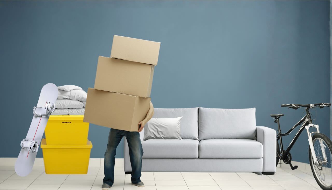 Boxes and belongings ready for storage
